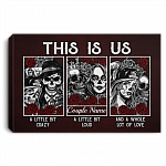 Personalized Skull Couple This Is Us Little Bit Crazy and a Whole Lot of Love Romantic Gift Framed Canvas Prints - Unframed Poster, White, 0.75'' Framed Canvas