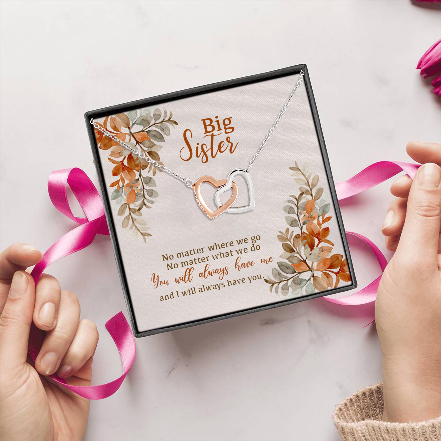 5VT. Big Sister No Matter Interlocking Hearts Necklace 5