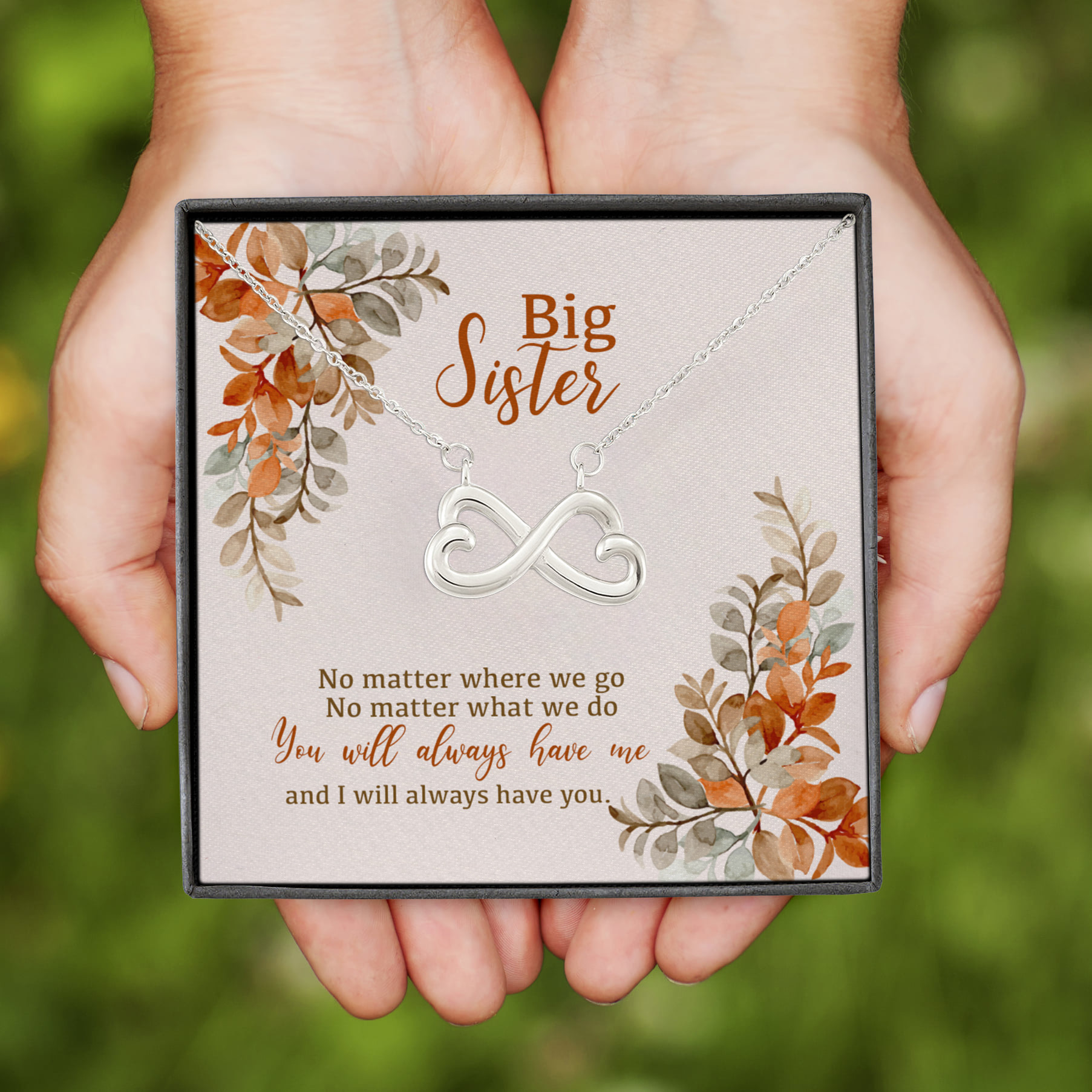 5VT. Big Sister No Matter Infinity Heart Necklace (Silver)