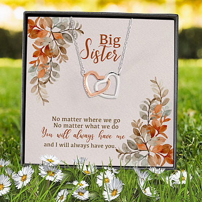 Alternative view of Big Sister No Matter Where We Go No Matter What We Do You Will Always Have Me Interlocking Hearts Pendant Necklace