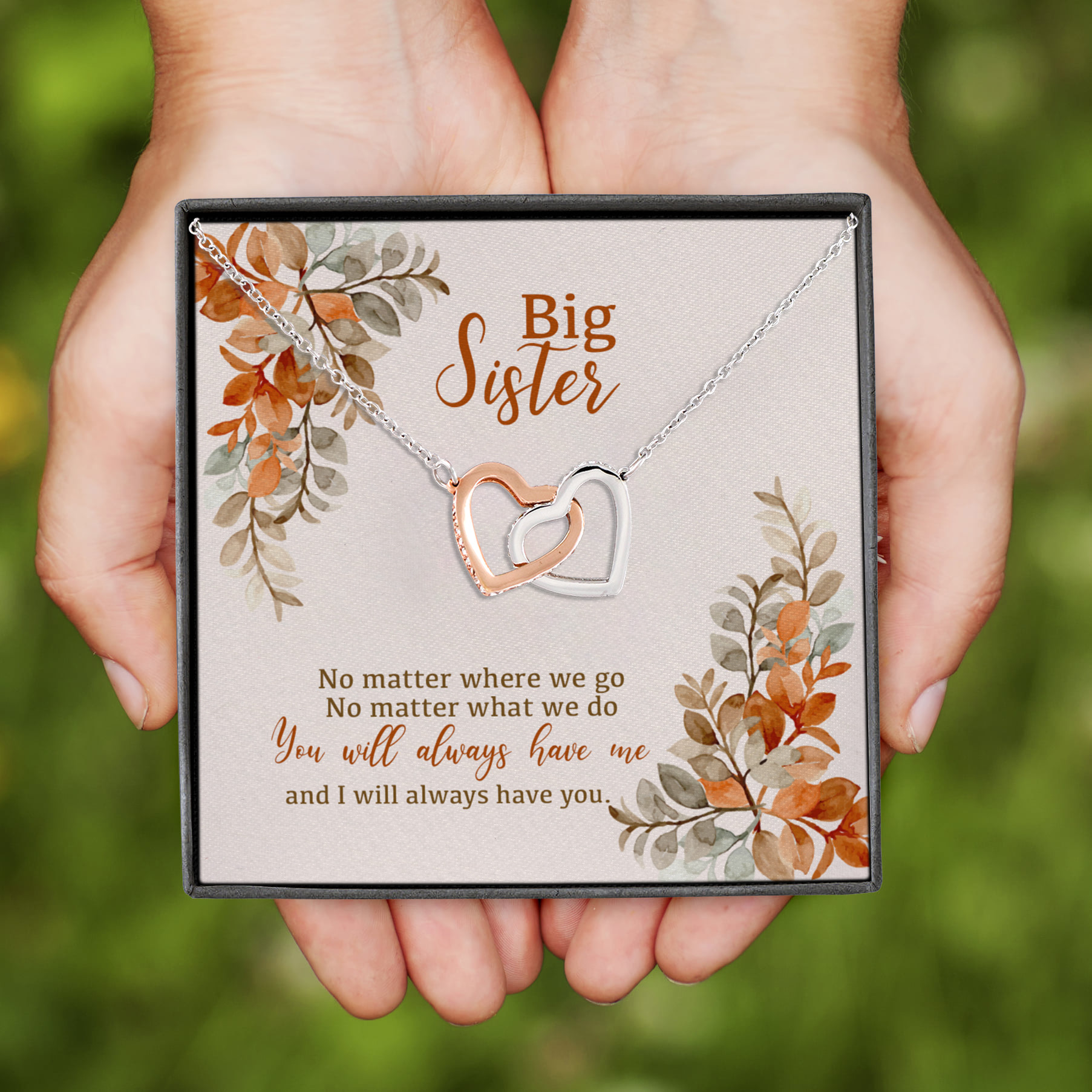 5VT. Big Sister No Matter Interlocking Hearts Necklace