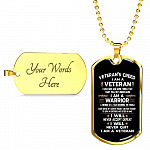 Veteran's Creed I Am A Veteran Dog Tag Pendant Necklace - Military Dog Tags - United States Army Dog Tags - Dog Tag (Gold Plated) Veteran's Creed I Am A Veteran Dog Tag Pendant Necklace - Military Dog Tags - United States Army Dog Tags - Dog Tag (Gold Plated)