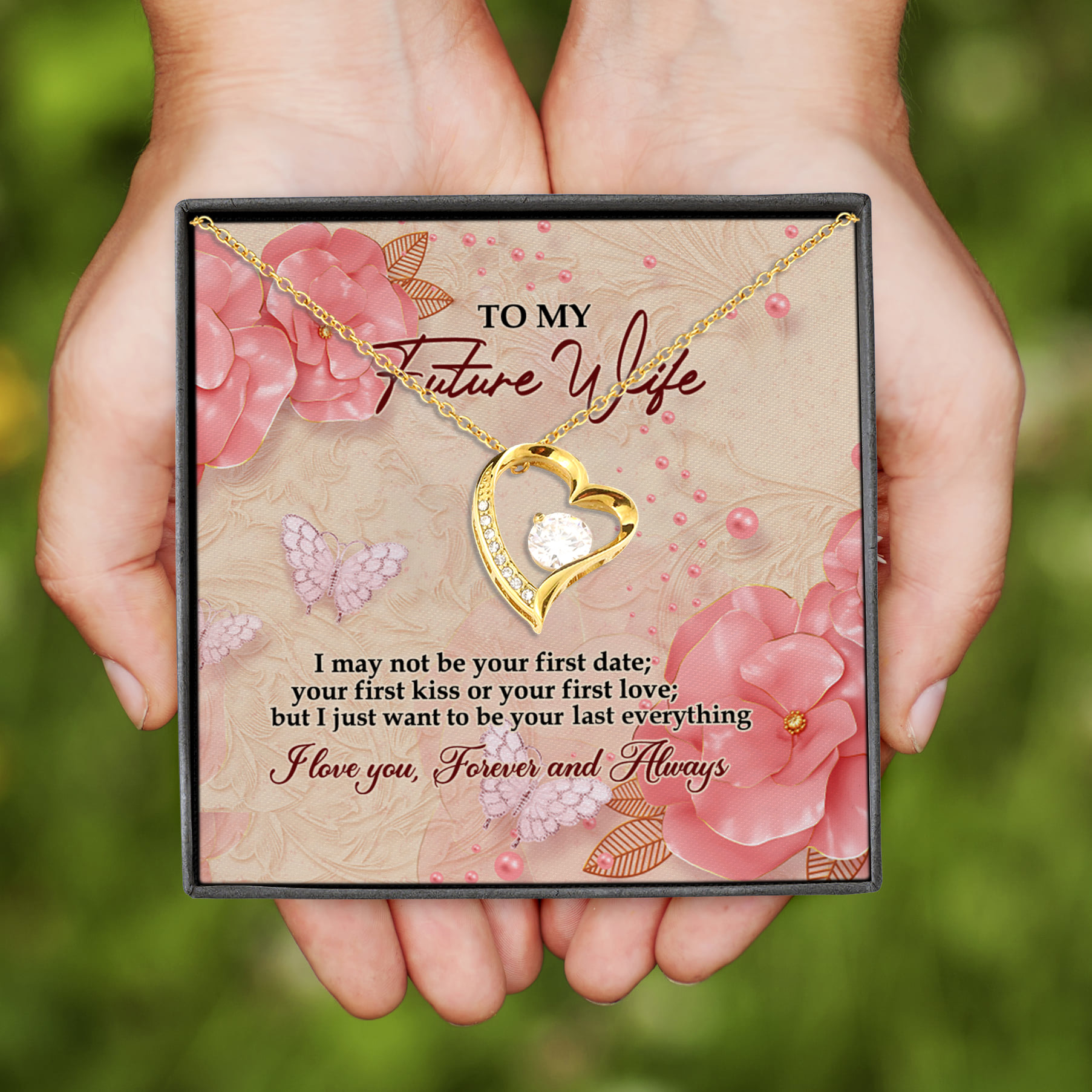 4BN. My Future Wife Pink (4) Forever Love Necklace (Gold)