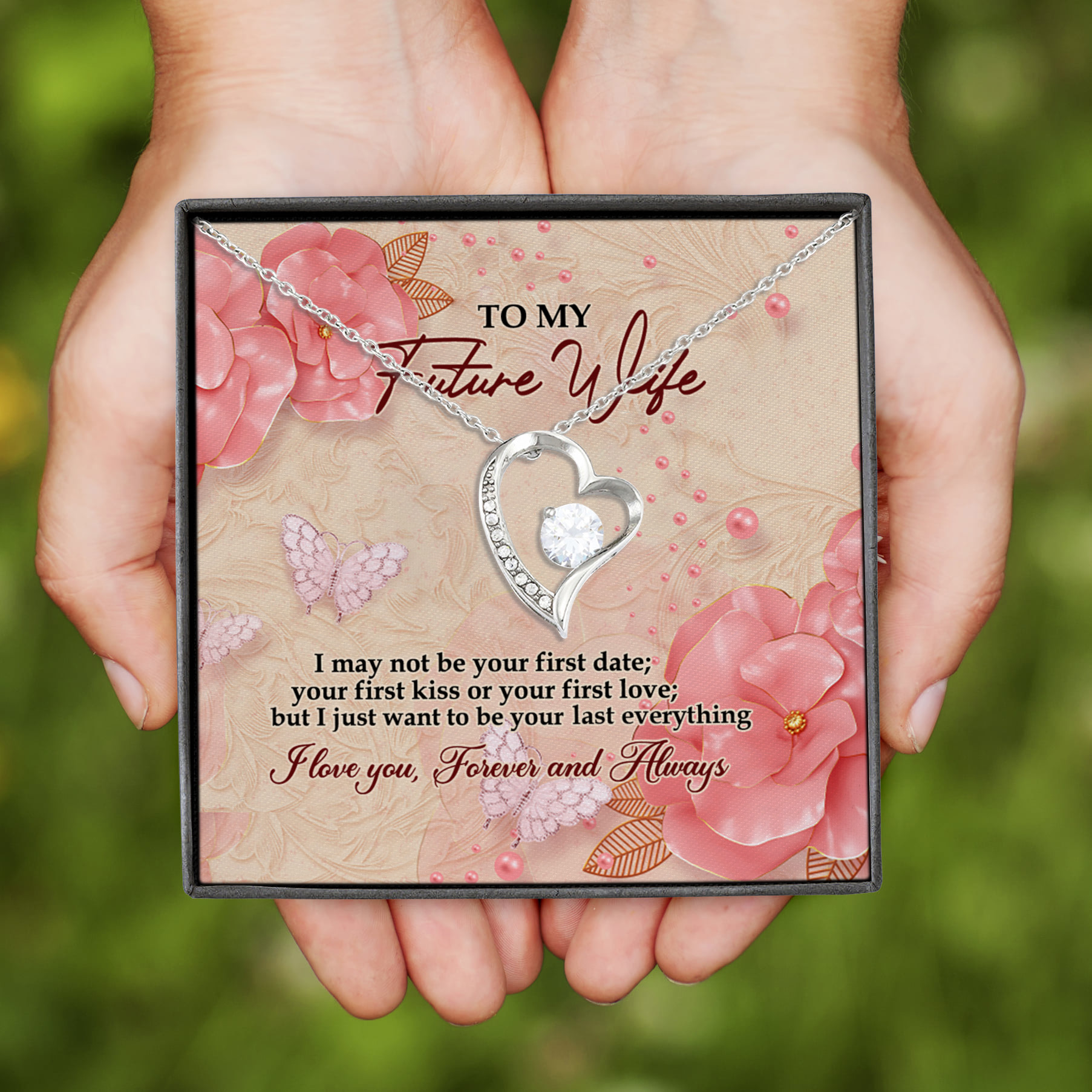 4BN. My Future Wife Pink (4) Forever Love Necklace (Silver)