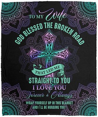 To My Wife God Blessed, White, Cozy Plush Fleece Blanket - 50x60