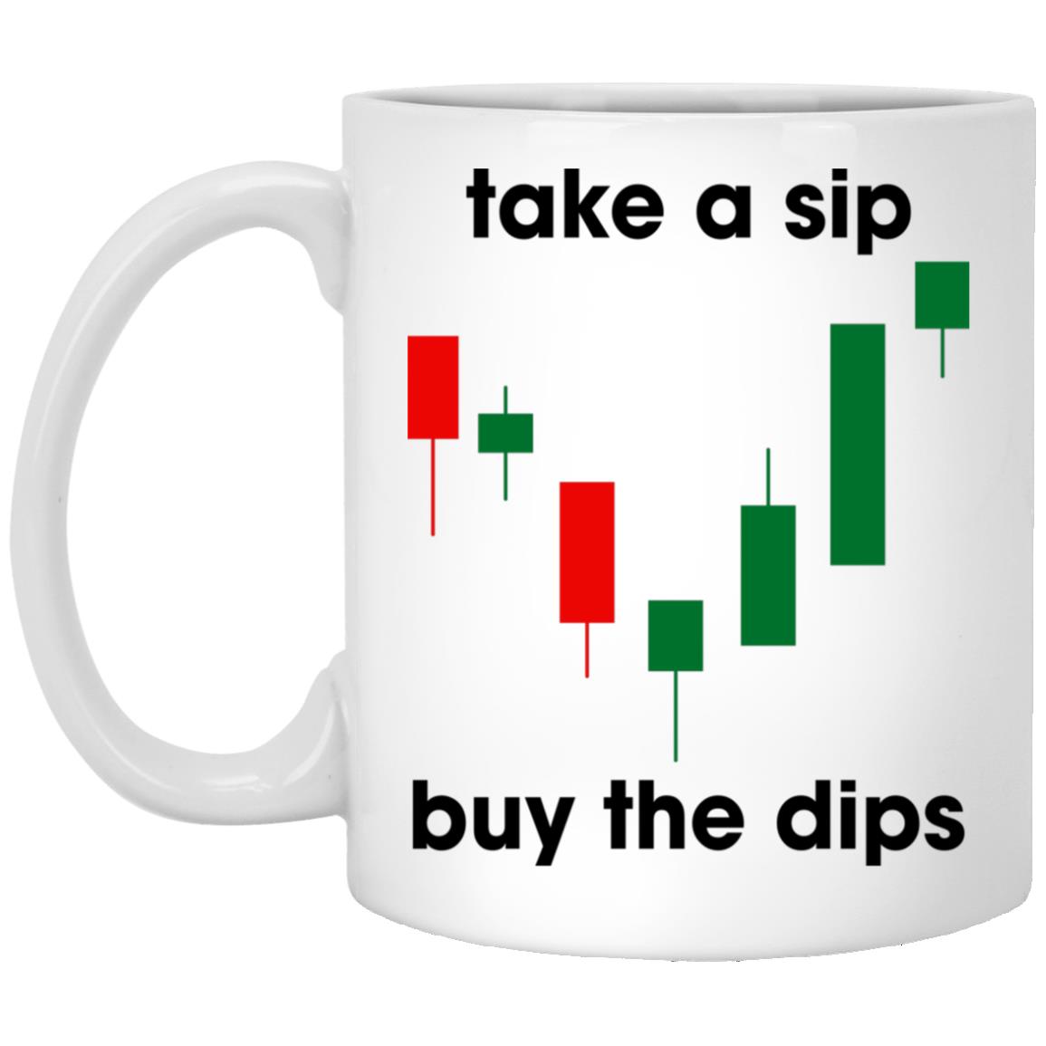 Take A Sip Buy The Dips Ceramic Coffee Mug, White, 11 oz. White Mug Take A Sip Buy The Dips Ceramic Coffee Mug, White, 11 oz. White Mug