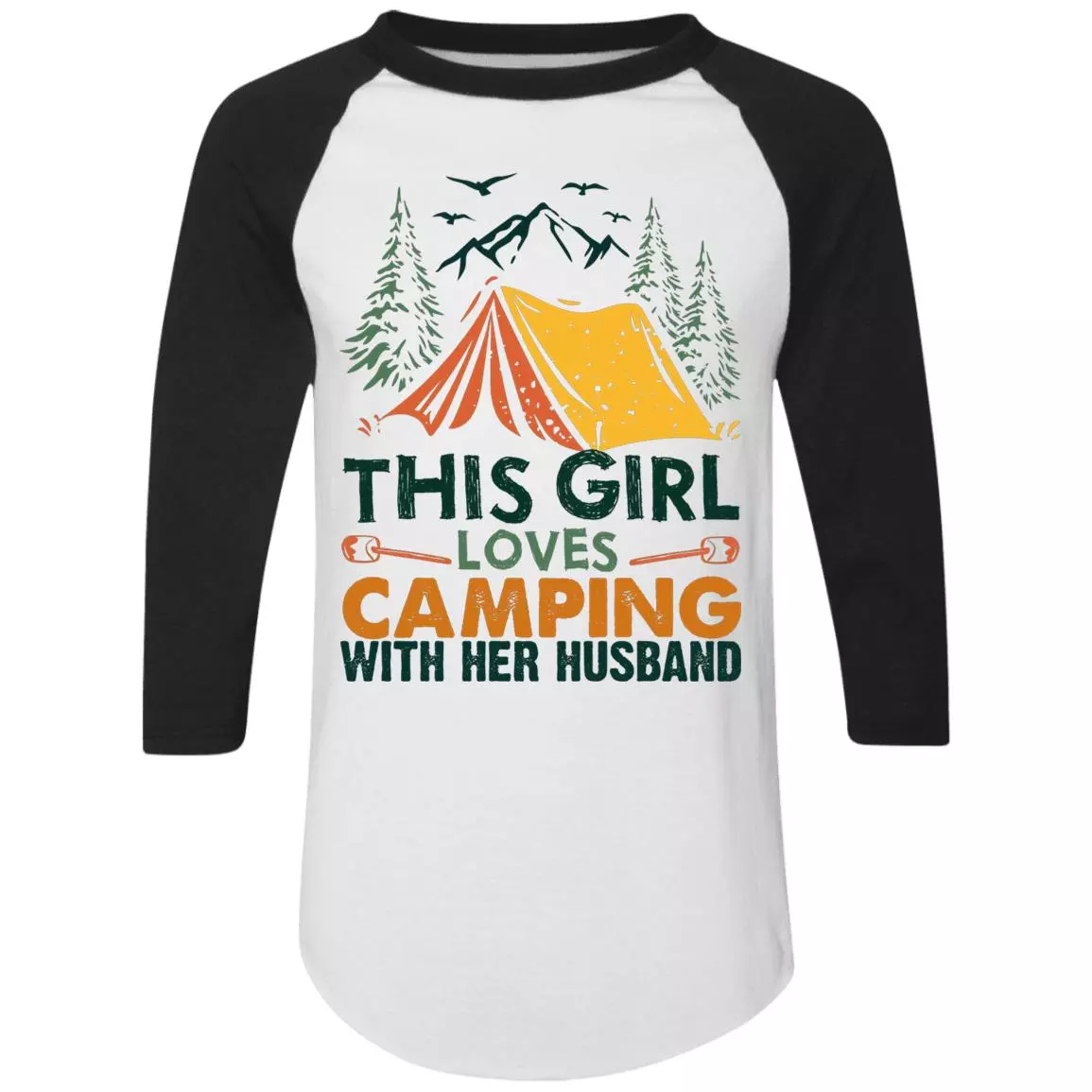 Camping Raglan, White/Black, Raglan Jersey