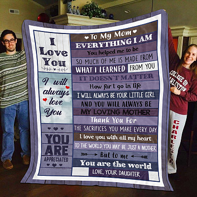 Alternative view of Daughter to My Mom Everything I Am You Helped Me to Be so Much of Me Vintage Fleece Blanket - Mink Blanket