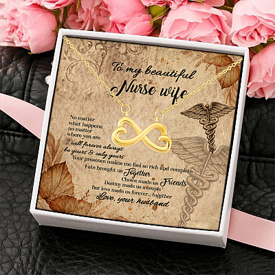Alternative view of To My Beautiful Nurse Wife No Matter What Happens I Will Forever Always Be Yours Infinity Heart Pendant Necklace