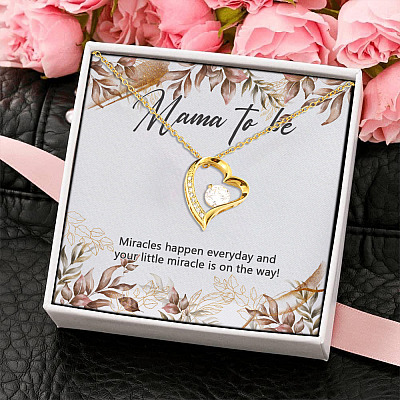 Alternative view of Mama To Be Miracles Happen Everyday And Your Little Miracle Is On The Way Forever Love Heart Pendant Necklace