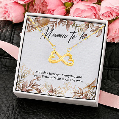 Alternative view of Mama To Be Miracles Happen Everyday And Your Little Miracle Is On The Way Infinity Heart Pendant Necklace