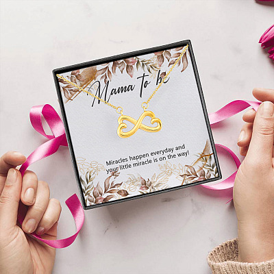 Mama To Be Miracles Happen Everyday And Your Little Miracle Is On The Way Infinity Heart Pendant Necklace