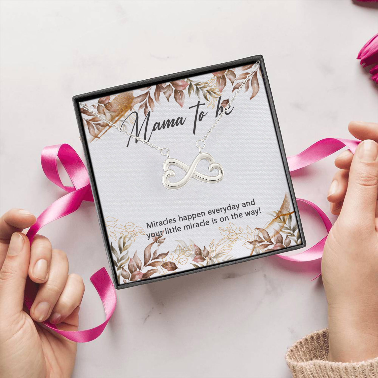 9Th. Mama To Be(3) Infinity Heart Necklace (Silver) 5