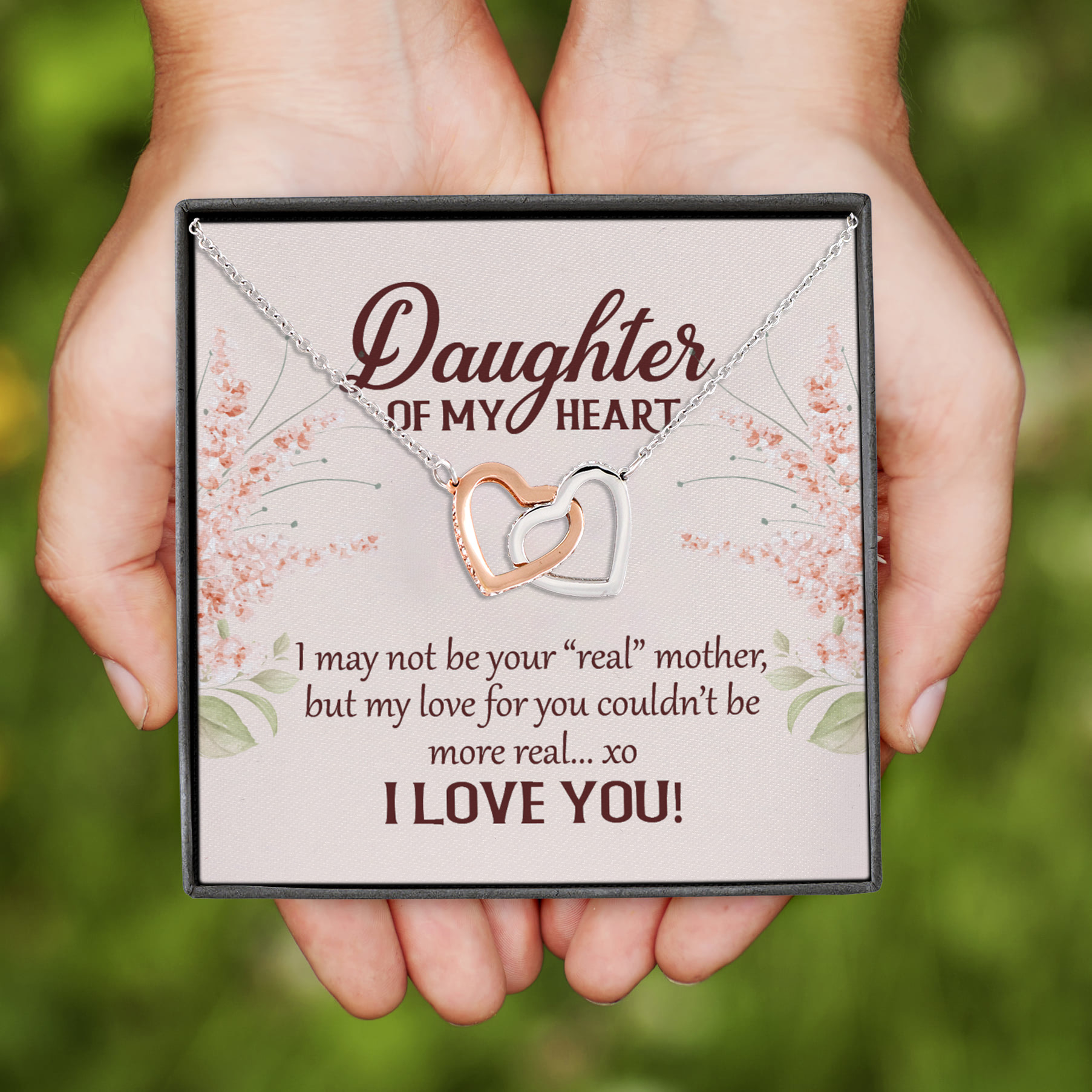 8Th. Not Be Your Real Mom(3) Interlocking Hearts Necklace