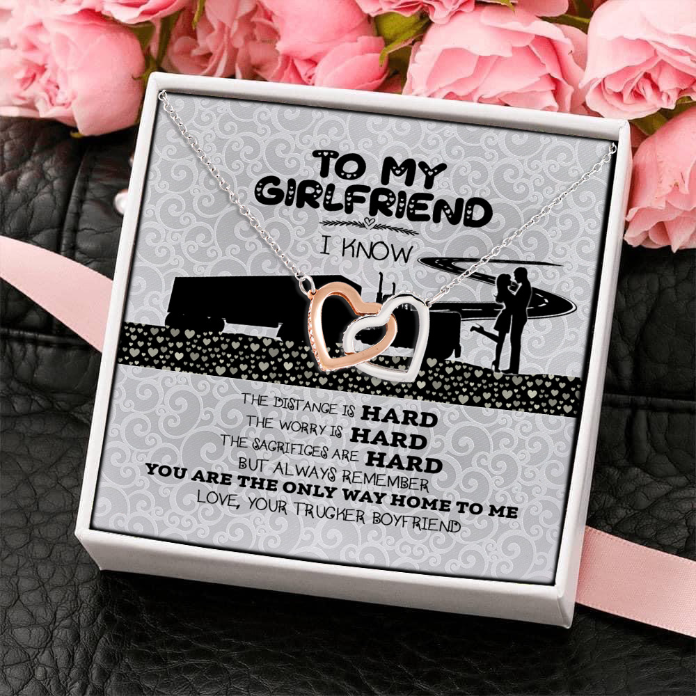2KT. To My Girlfriend Trucker Interlocking Hearts Necklace 4