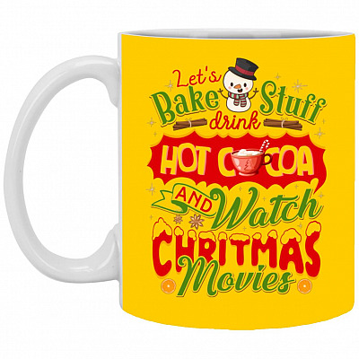 Let's Drink Hot Cocoa, Athletic Gold, 11 oz. White Mug