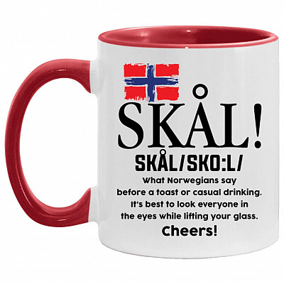 Skal What Norwegians Say Accent Mug, White/Red, 11 oz. Accent Mug