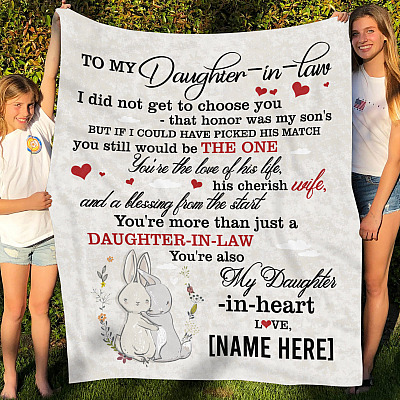 Alternative view of Personalized Daughter In Law Fleece Mink Blanket - I Did Not Choose You That Honor Was My Son's Woven Blanket