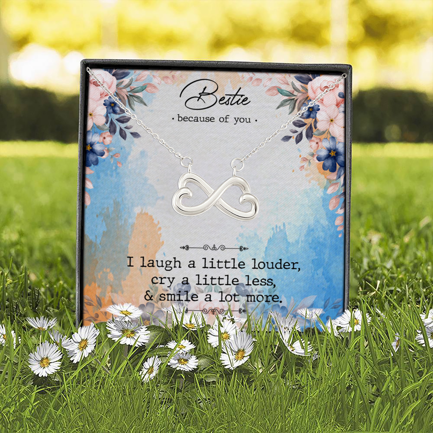 6MH. Because Of Bestie Infinity Heart Necklace (Silver) 2