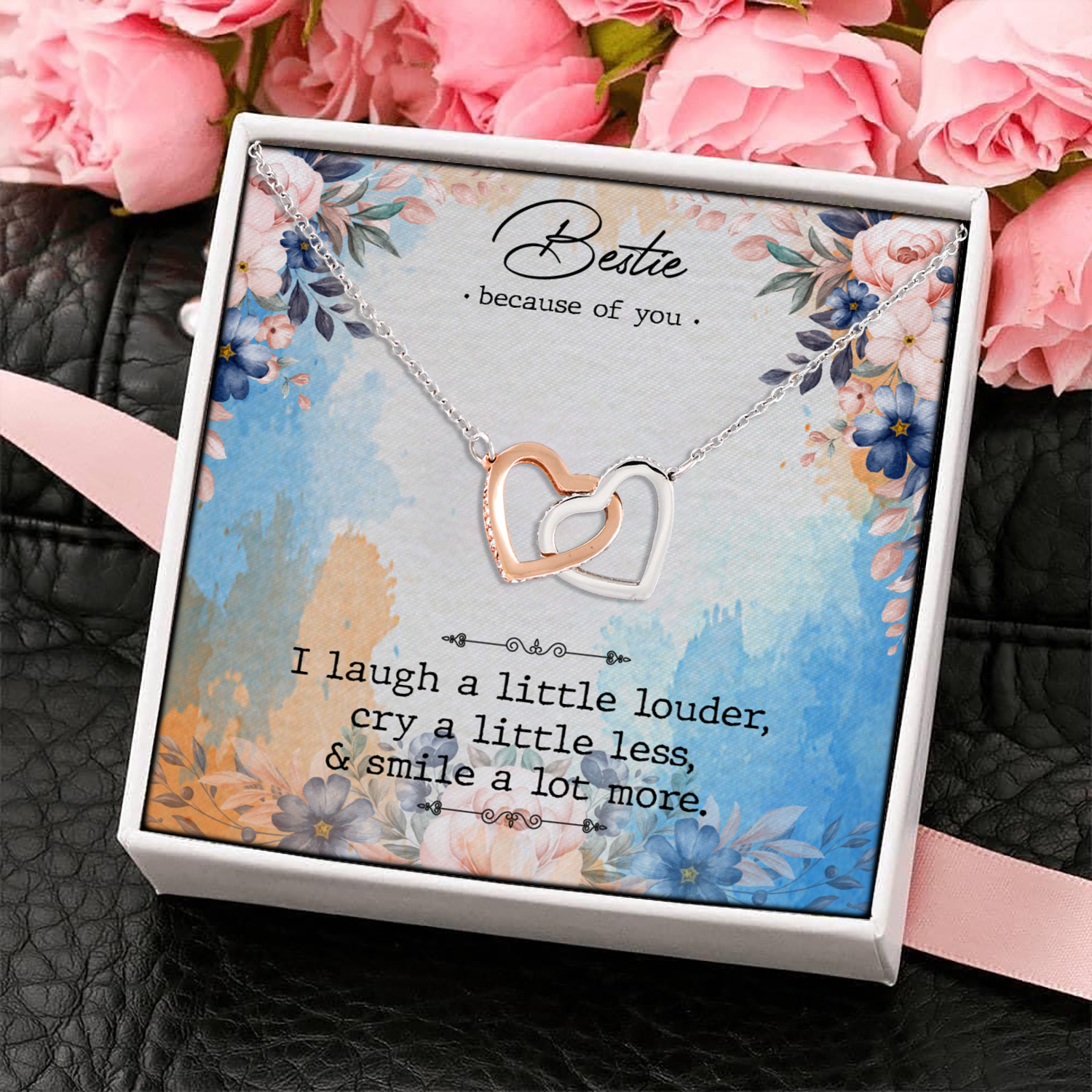 6MH. Because Of Bestie Interlocking Hearts Necklace 4