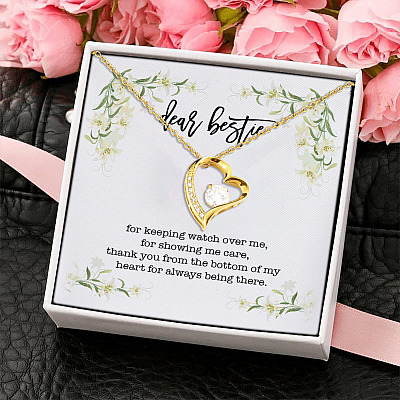 Dear Bestie For Keeping Watch Over Me Showing Me Care Thank You Forever Love Pendant Necklace