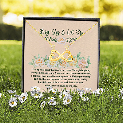 Big Sis Lil Sis A Special Bond Spans The Years Through Laughter Worry Infinity Heart Pendant Necklace