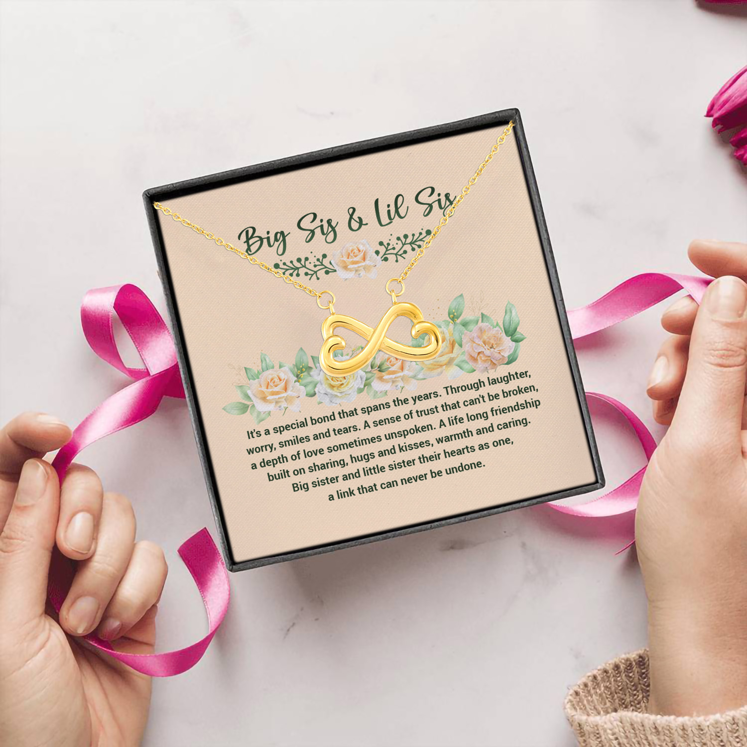 3MH. Big Sis Lil Sis (4) Infinity Heart Necklace (Gold) 5