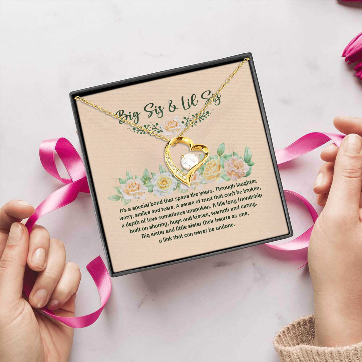 3MH. Big Sis Lil Sis (4) Forever Love Necklace (Gold) 5