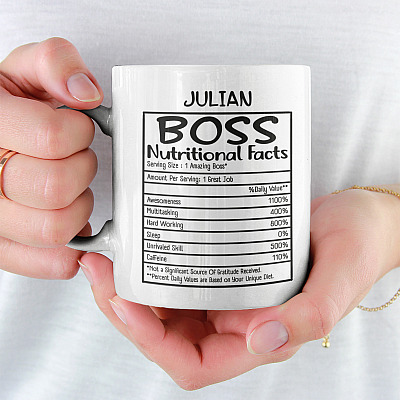 Alternative view of Personalized Boss Nutrition Facts Best Gift for Your Boss Ceramic Coffee Mug - Water Bottle