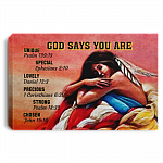 God Says You Are Unique Special Lovely Precious Strong Chosen Puerto Rican Girl Quotes Canvas Poster Wall Art, White, 0.75'' Framed Canvas