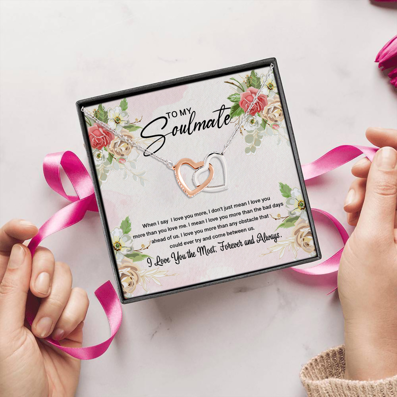 22 HG_ To My Soulmate Say Love You More(5) Interlocking Hearts Necklace 5