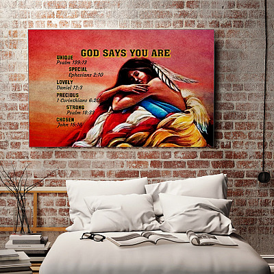 Alternative view of God Says You Are Unique Special Lovely Precious Strong Chosen Puerto Rican Girl Quotes Canvas Poster Wall Art