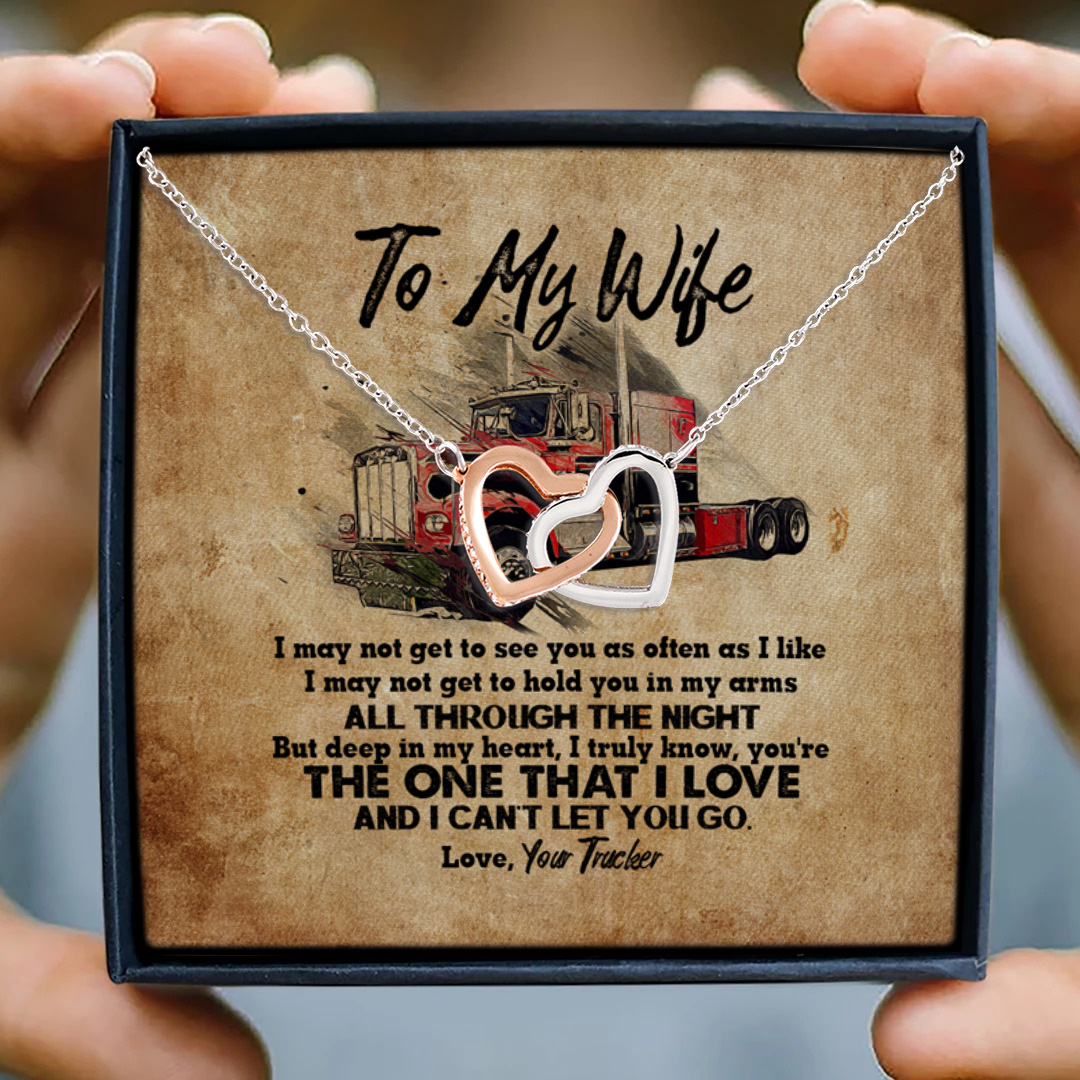 3KT. To My Wife Your Trucker Interlocking Hearts Necklace 3