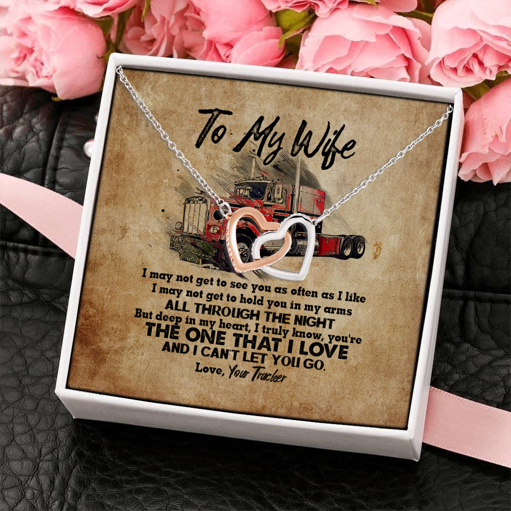 3KT. To My Wife Your Trucker Interlocking Hearts Necklace 4