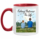 Personalized Fishing Partners, White/Red, 11 oz. Accent Mug