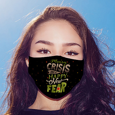Alternative view of Merry Crisis and a Happy New Fear Washable Reusable Custom - Printed Cloth Face Mask Cover