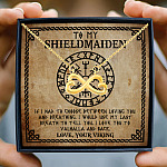 To My Shieldmaiden I Love You To Valhalla And Back Infinity Heart Pendant Necklace - Viking Wife Necklace