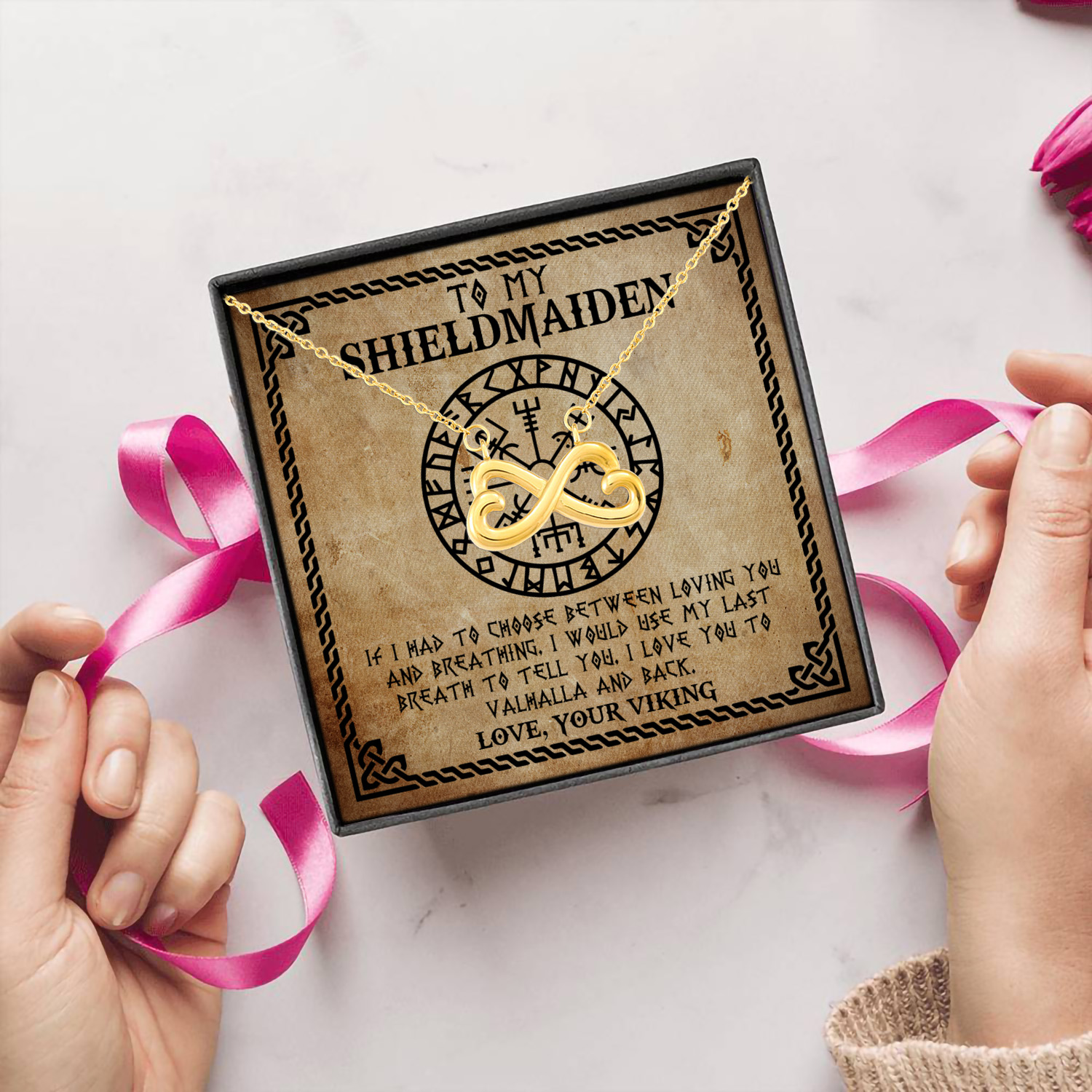 17 HG ưu tiên_ To My Shieldmaiden Infinity Heart Necklace (Gold) 5