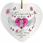 My Wings Will Have To Wait My Story, White, Heart Ornament