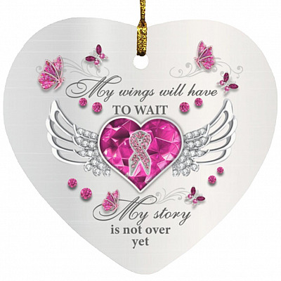 My Wings Will Have To Wait My Story, White, Heart Ornament