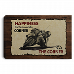 Motorcycling Gifts - Happiness Isn't Around the Corner It Is the Corner Framed Canvas - Unframed Poster, White, 0.75'' Framed Canvas Motorcycling Gifts - Happiness Isn't Around the Corner It Is the Corner Framed Canvas - Unframed Poster, White, 0.75'' Framed Canvas