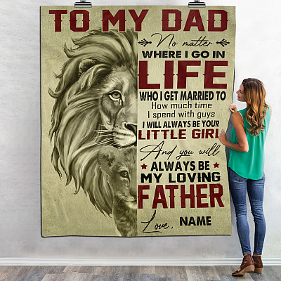 Alternative view of Personalized to My Dad I Will Always Be Your Little Girl Fleece Blanket - Sherpa Blanket - Woven Blanket