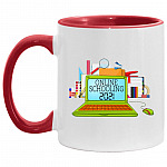 Online Schooling 2021 Quarantined Accent Mug, White/Red, 11 oz. Accent Mug