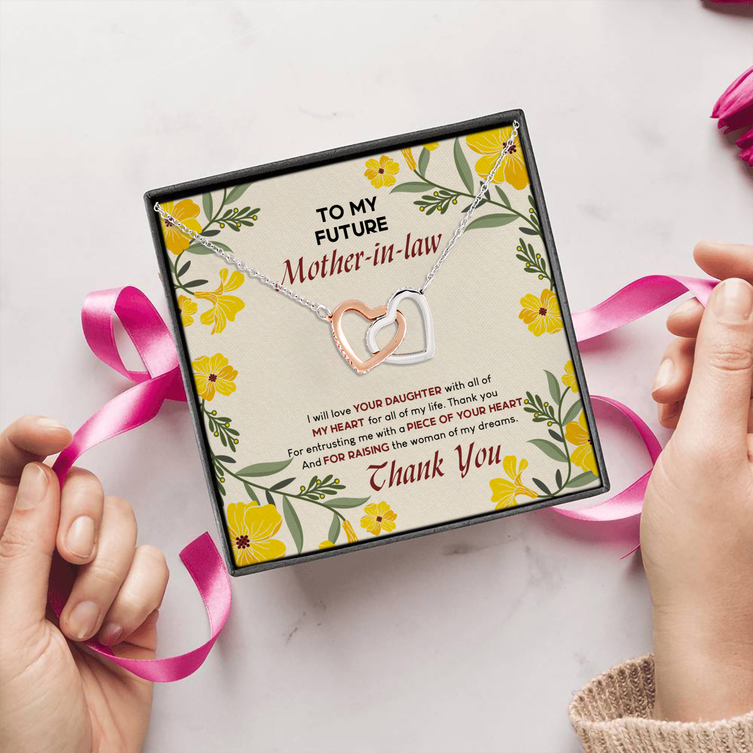 10VT. To My Future Mother In Law Interlocking Hearts Necklace 5