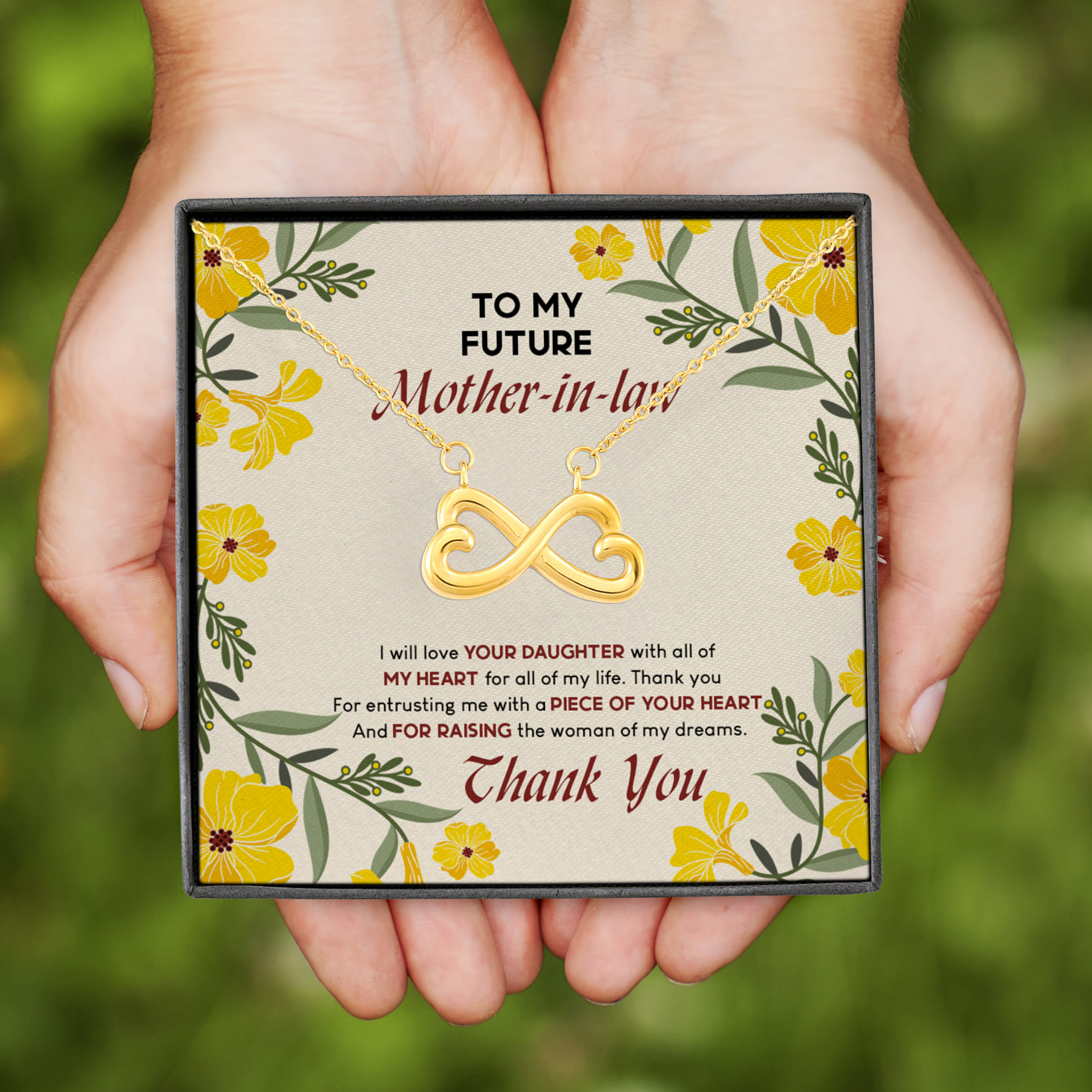 10VT. To My Future Mother In Law Infinity Heart Necklace (Gold)