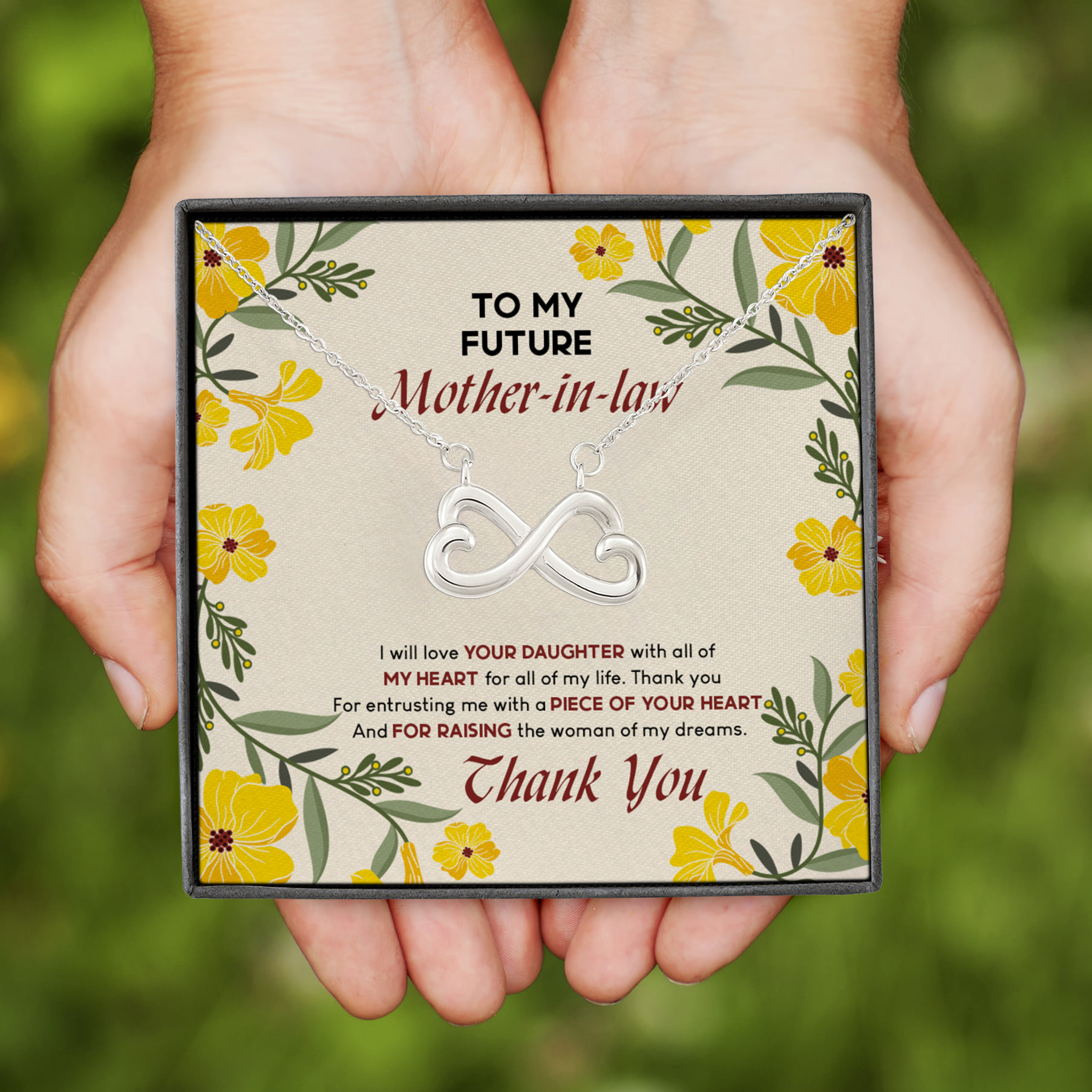 10VT. To My Future Mother In Law Infinity Heart Necklace (Silver)