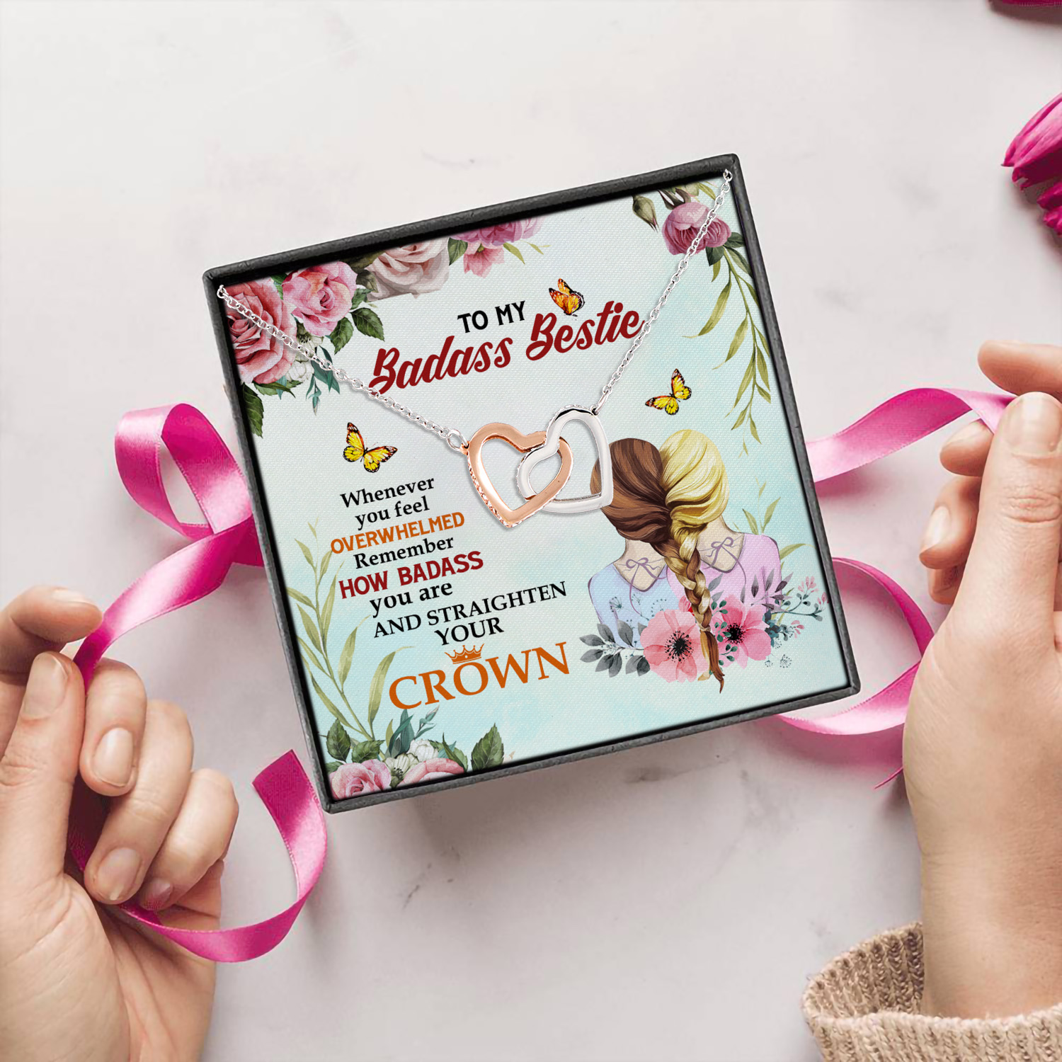 2P. Badass bestie (4) Interlocking Hearts Necklace 5