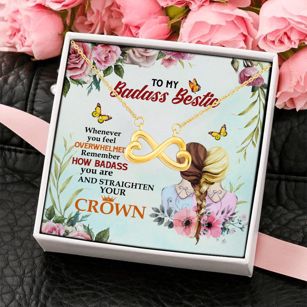 2P. Badass bestie (4) Infinity Heart Necklace (Gold) 4