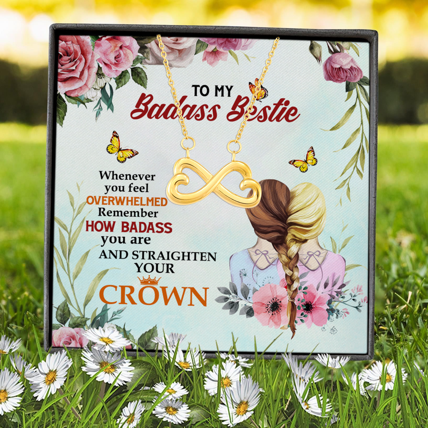 2P. Badass bestie (4) Infinity Heart Necklace (Gold) 7