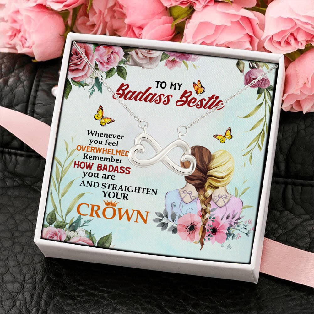 2P. Badass bestie (4) Infinity Heart Necklace (Silver) 4